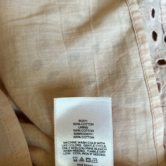 Express | Pale Pink Embroidered Eyelet Lace Puff Sleeve Romantic Top Size Small - Picture 10 of 13